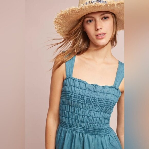 Anthropologie Maeve Carlie Blue Smocked Dress size XS - Picture 3 of 10